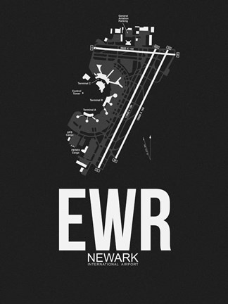 Framed EWR Newark Airport Black Print