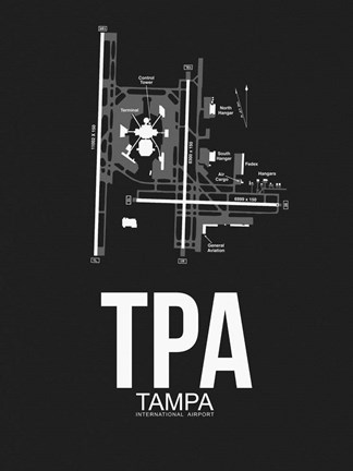 Framed TPA Tampa Airport Black Print
