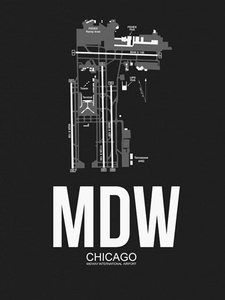 Framed MDW Chicago Airport Black Print