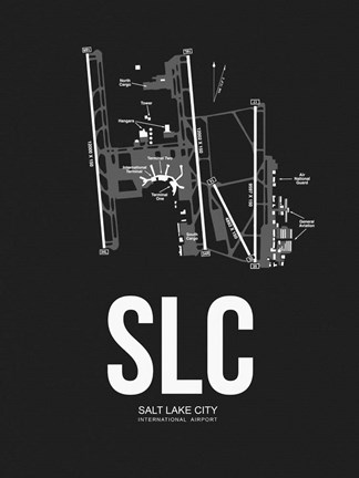 Framed Salt Lake City Airport Black Print