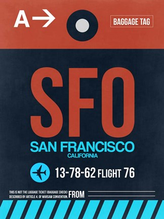Framed SFO San Francisco Luggage Tag 2 Print