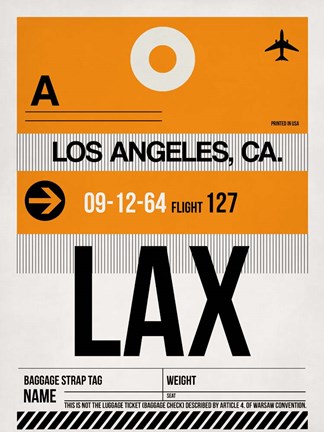 Framed LAX Los Angeles Luggage Tag 2 Print