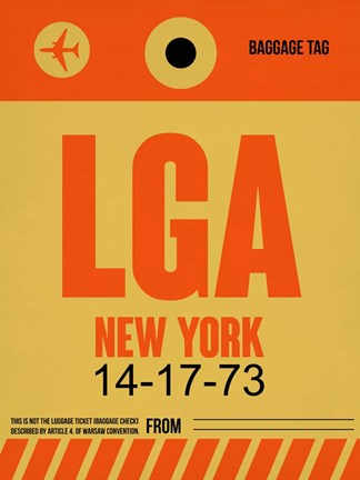Framed LGA New York Luggage Tag 1 Print