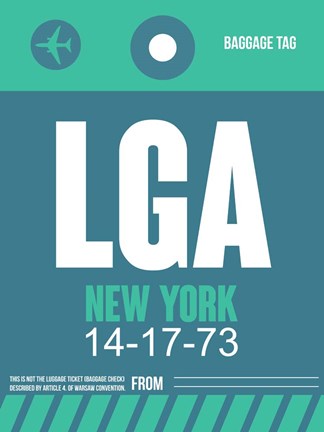 Framed LGA New York Luggage Tag 2 Print