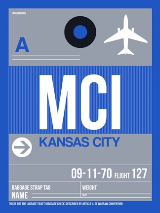 Framed MCI Kansas City Luggage Tag 2 Print