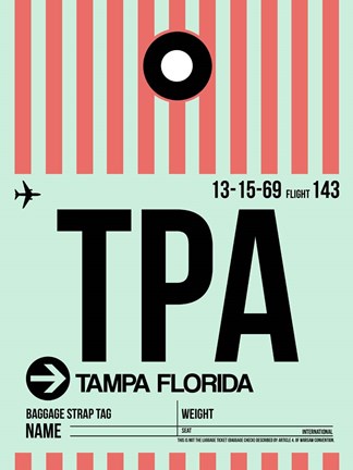 Framed TPA Tampa Luggage Tag 1 Print