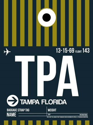 Framed TPA Tampa Luggage Tag 2 Print