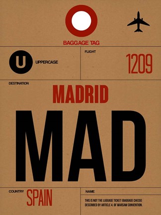 Framed MAD Madrid Luggage Tag 2 Print