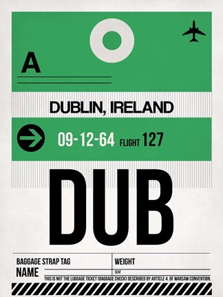 Framed DUB Dublin Luggage Tag 1 Print
