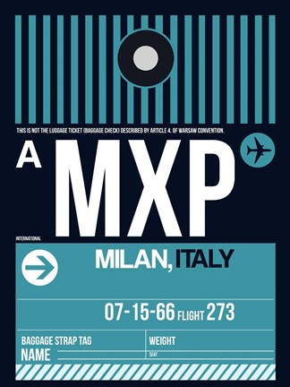 Framed MXP Milan Luggage Tag 2 Print