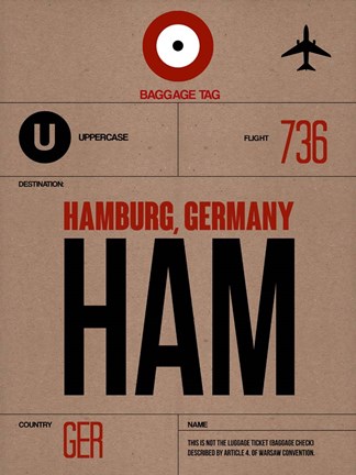 Framed HAM Hamburg Luggage Tag 1 Print
