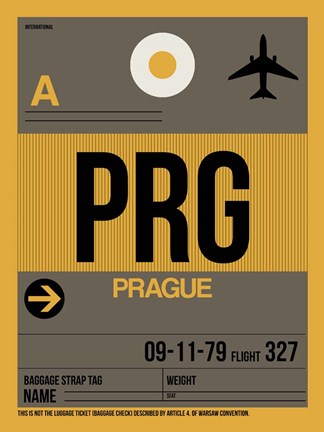 Framed PRG Prague Luggage Tag 1 Print