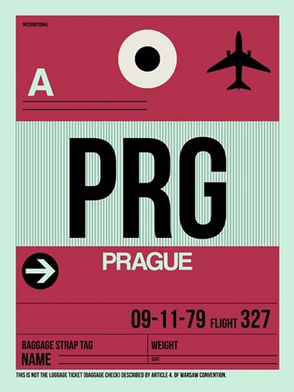 Framed PRG Prague Luggage Tag 2 Print