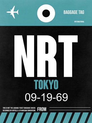 Framed NRT Tokyo Luggage Tag 2 Print