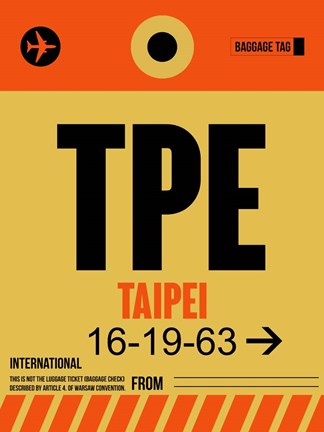 Framed TPE Taipei Luggage Tag 2 Print