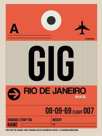 Framed GIG Rio De Janeiro Luggage Tag 2 Print
