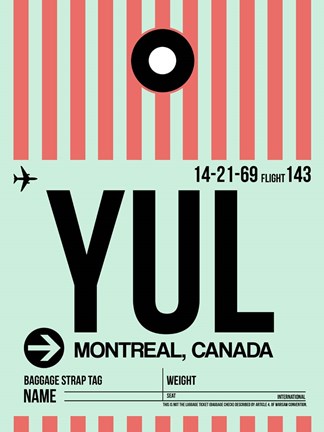 Framed YUL Montreal Luggage Tag 2 Print