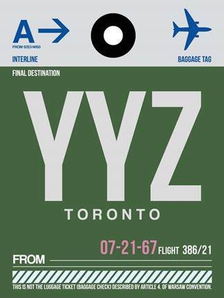 Framed YYZ Toronto Luggage Tag 1 Print