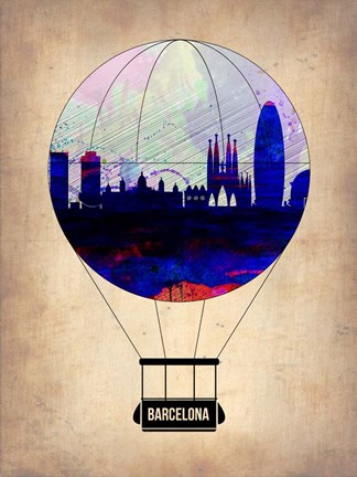 Framed Barcelona Air Balloon Print