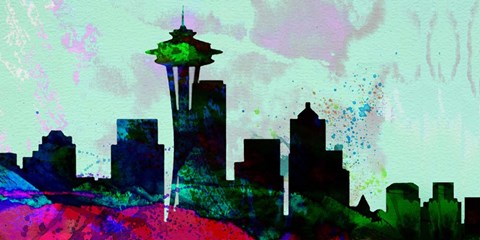 Framed Seattle City Skyline Print