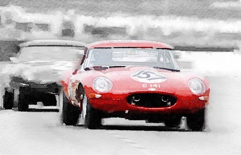 Framed Jaguar E-Type Racing Print