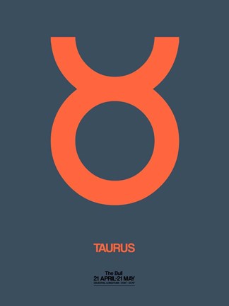 Framed Taurus Zodiac Sign Orange Print
