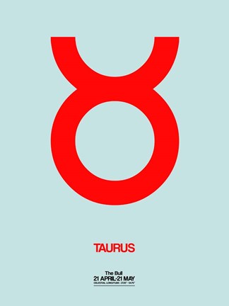 Framed Taurus Zodiac Sign Red Print