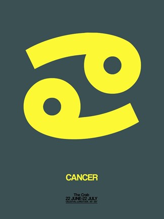 Framed Cancer Zodiac Sign Yellow Print