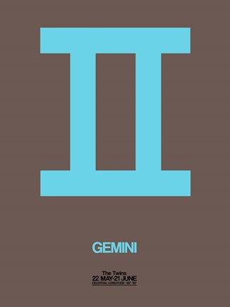 Framed Gemini Zodiac Sign Blue Print