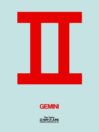 Framed Gemini Zodiac Sign Red Print
