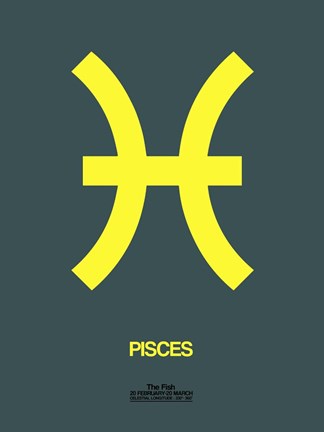 Framed Pisces Zodiac Sign Yellow Print
