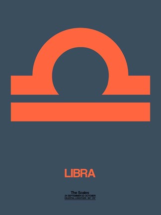 Framed Libra Zodiac Sign Orange Print