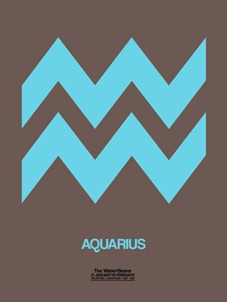 Framed Aquarius Zodiac Sign Blue Print
