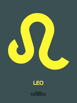 Framed Leo Zodiac Sign Yellow Print