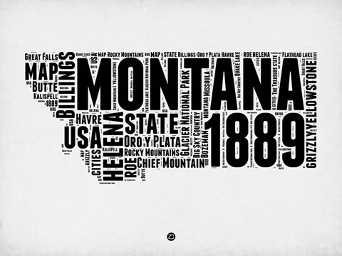 Framed Montana Watercolor Word Cloud Print
