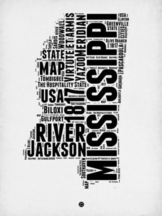 Framed Mississippi Word Cloud 2 Print