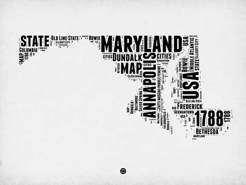 Framed Maryland Word Cloud 2 Print