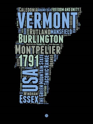 Framed Vermont Word Cloud 1 Print