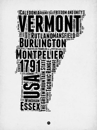 Framed Vermont Word Cloud 2 Print