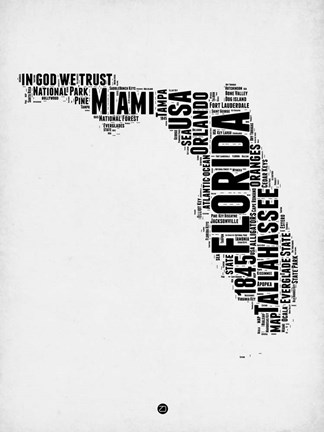 Framed Florida Word Cloud 2 Print