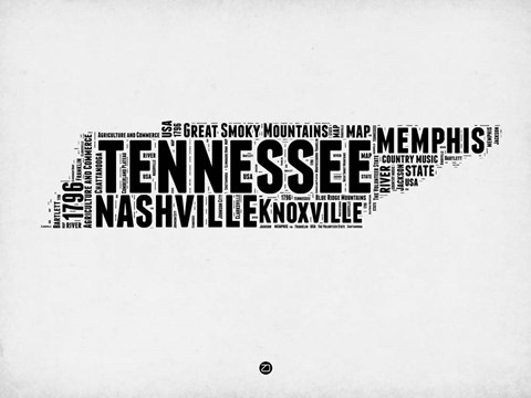Framed Tennessee Word Cloud 2 Print