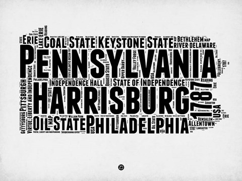 Framed Pennsylvania Word Cloud 2 Print