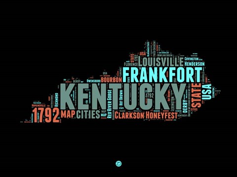 Framed Kentucky Word Cloud 1 Print