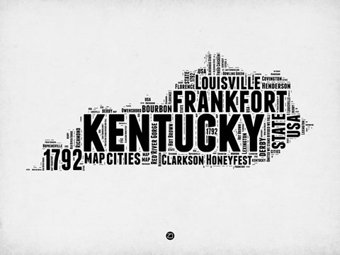 Framed Kentucky Word Cloud 2 Print