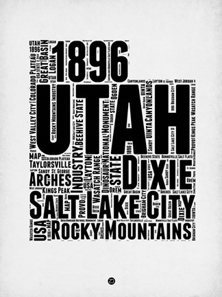 Framed Utah Word Cloud 2 Print