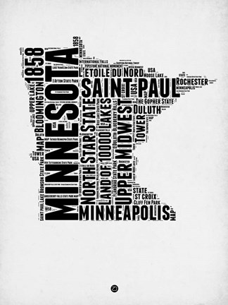 Framed Minnesota Word Cloud 2 Print