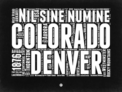 Framed Colorado Black and White Map Print