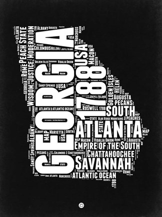Framed Georgia Black and White Map Print