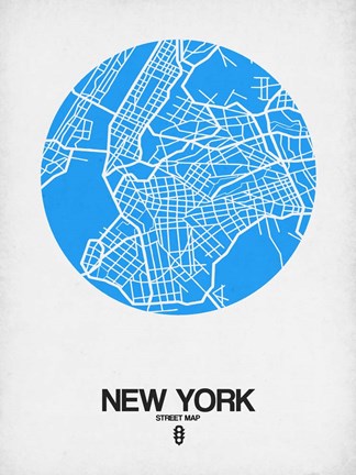 Framed New York Street Map Blue Print