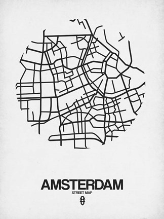 Framed Amsterdam Street Map White Print